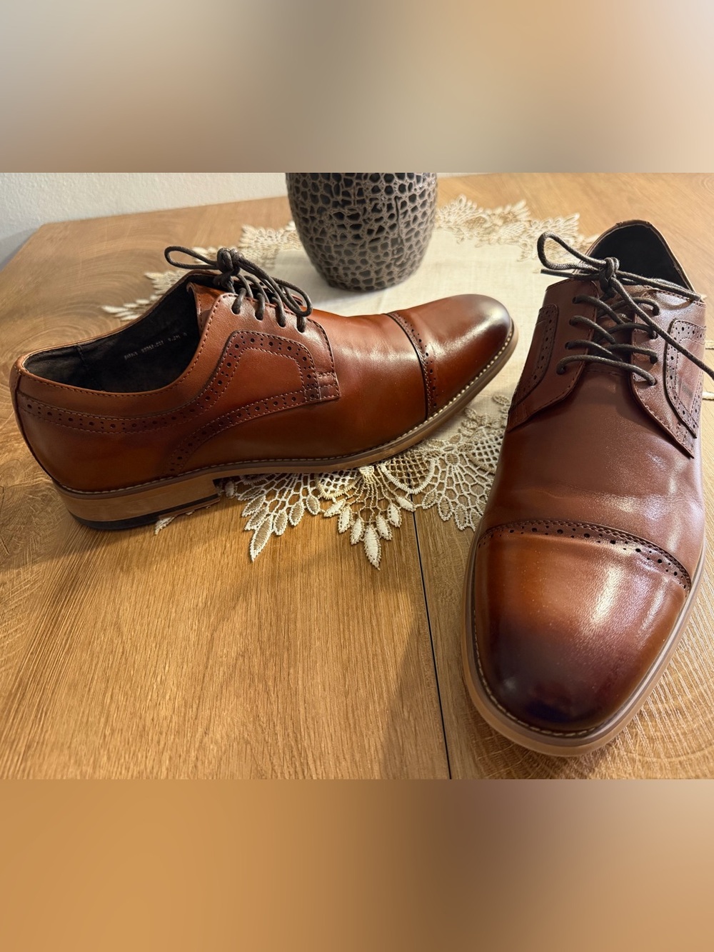 Men’s Stacy Adams Dickenson Brown Leather Cap Toe Oxfords Size 9.5 M Great!